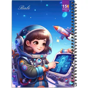 دفتر نقاشی 150 برگ انتشارات  بله مدل رحلی طرح فانتزی دختر فضانورد کد A4-P456