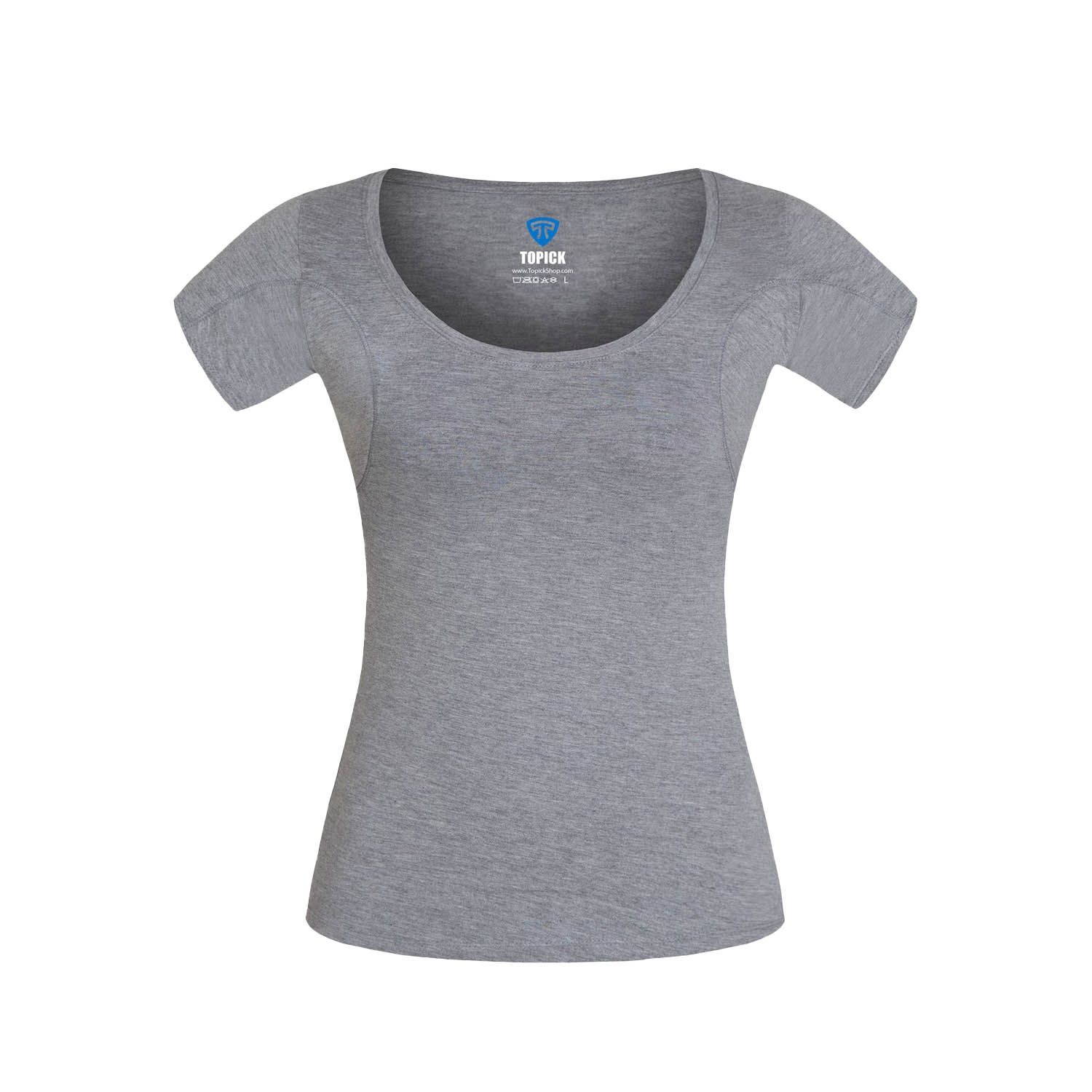 تی شرت آستین کوتاه زنانه تاپیک مدل ضد تعریق ملانژ -  - 1