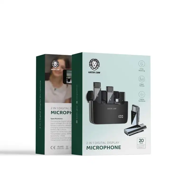 میکروفن بی سیم گرین لاین مدل 2in1 DIGITAL DISPLAY LITHTNING