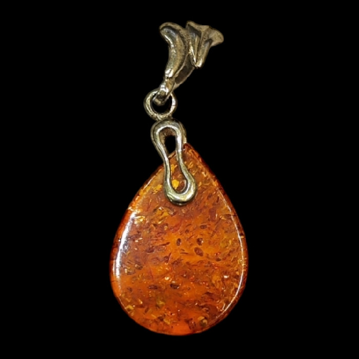 آویز گردنبند نقره زنانه مدل صمغ کهربا کد 414