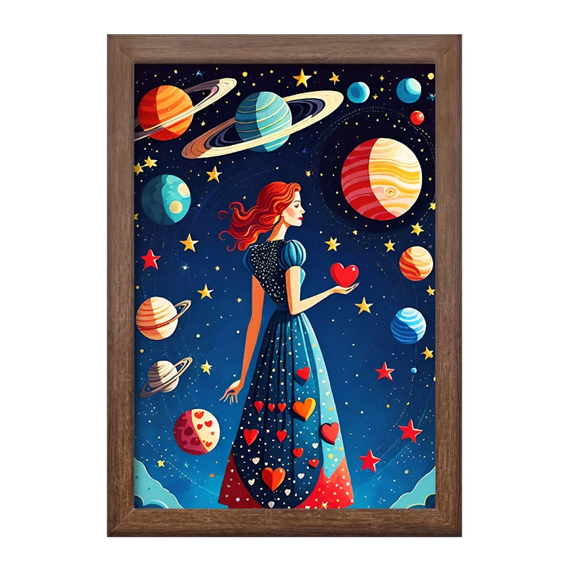 تابلو خندالو طرح دختر و کهکشان کد F5131