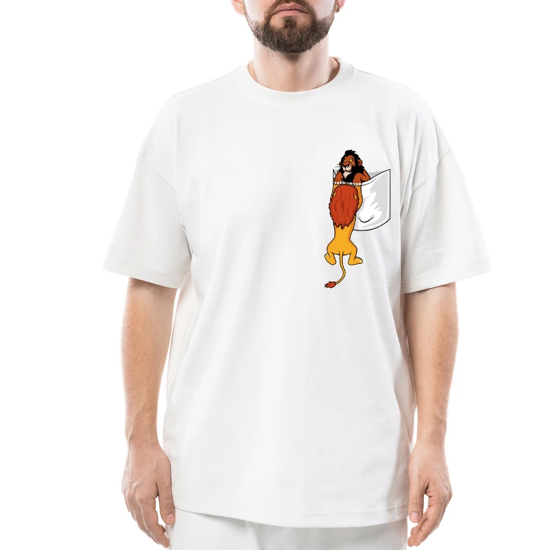 تی‌شرت آستین کوتاه مردانه مدل جیب طرح شیر کد 77763 