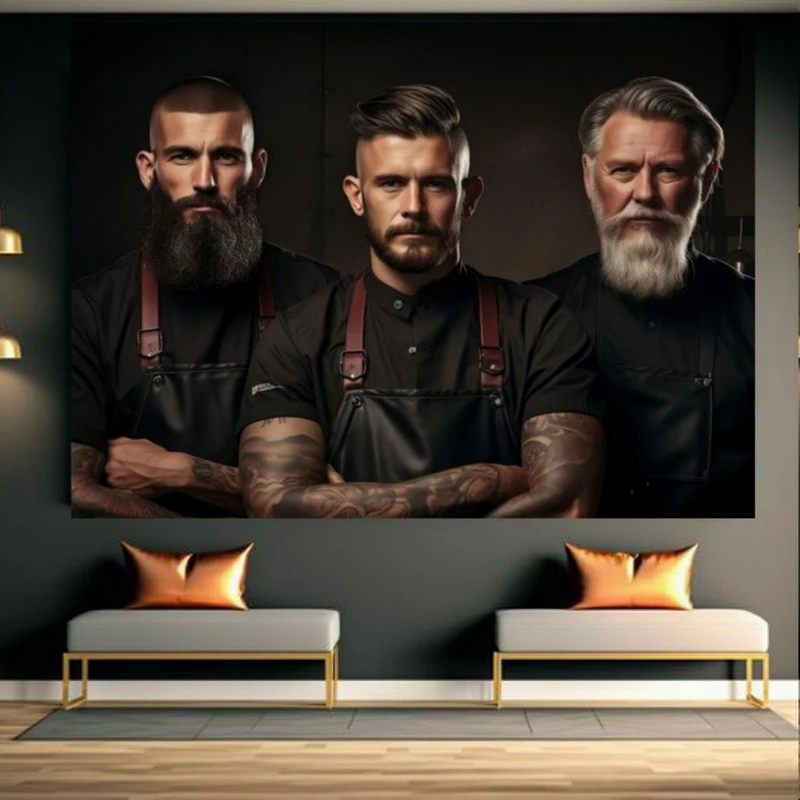 تابلو بوم طرح مخمل آرایشگاه مردانه مدل جنتلمن کد BK23721