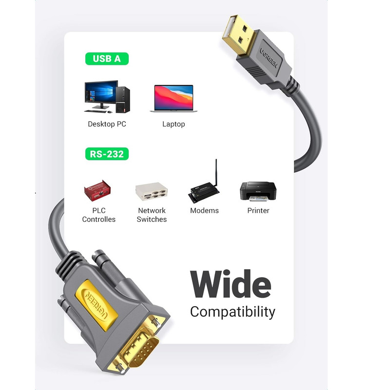 کابل تبدیل USB به DB9-RS232 یوگرین مدل CR107-20218 طول 1 متر