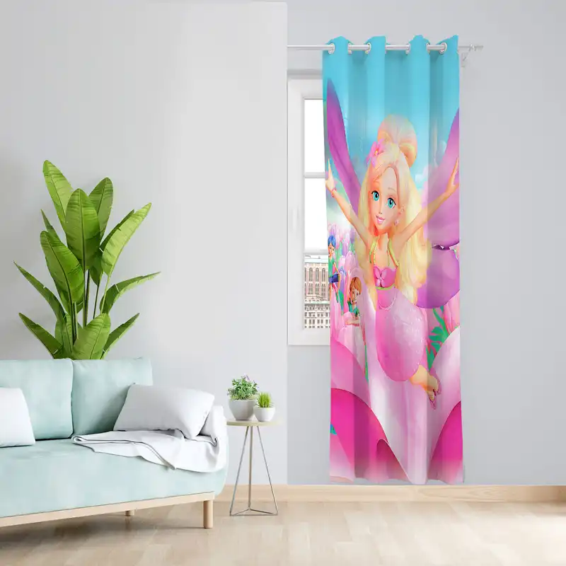 پرده مدل اتاق کودک مخمل پانچی طرح دخترانه کد 4865 سایز 140x280 سانتی متر