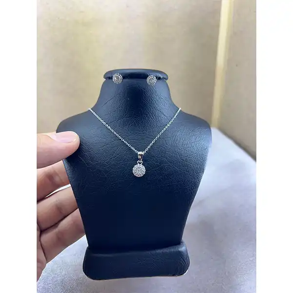 نیم ست نقره زنانه مدل تمام سنگ کد 3211548