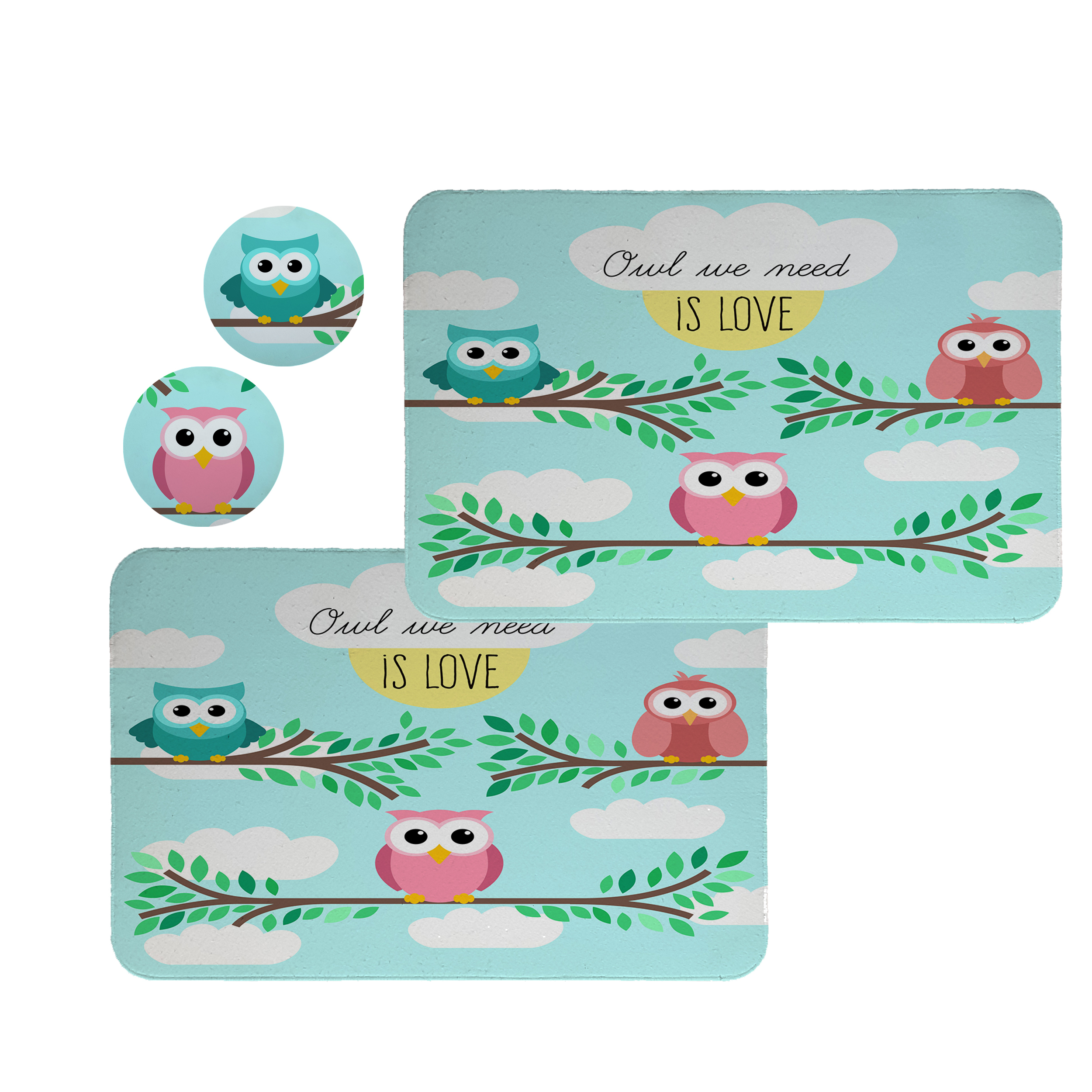 زیربشقابی طرح جغد کد 8403 بسته 2 عددی به همراه زیر لیوانی