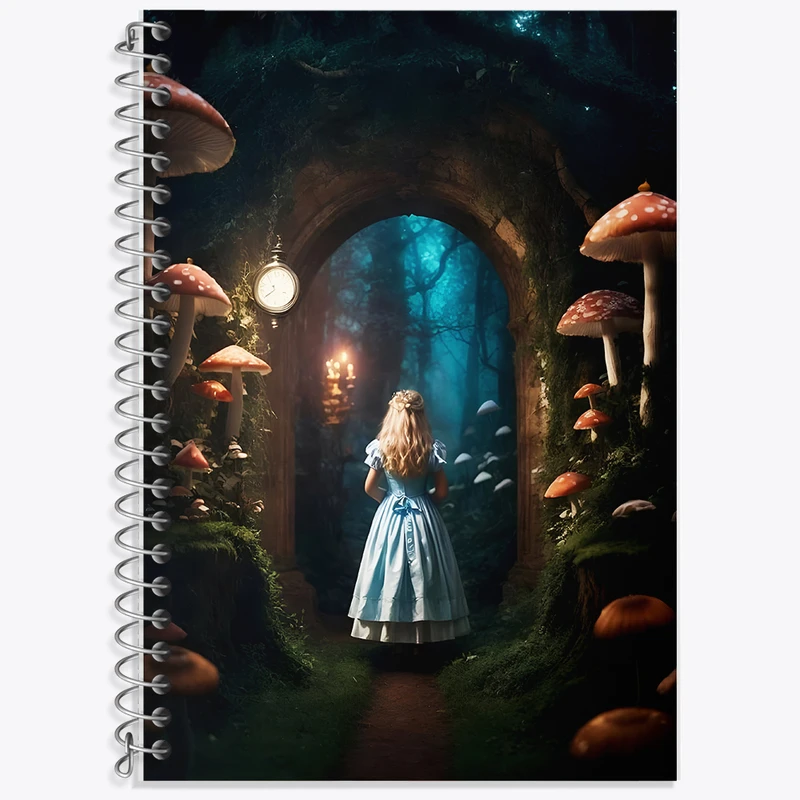 دفتر زبان 50 برگ خندالو مدل دو خط طرح آلیس در سرزمین عجایب کد N3456