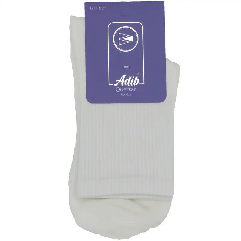 جوراب ورزشی زنانه ادیب مدل اسپرت کش انگلیسی کد SPTW رنگ سفید بسته 5 عددی