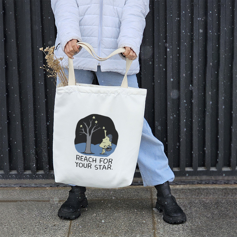 ساک خرید پارچه ای خندالو طرح Reach For Your Star مدل توت بگ کد 6675