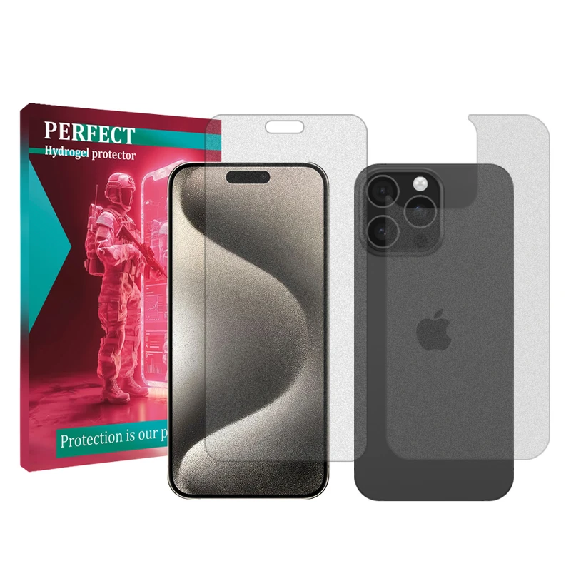 محافظ صفحه نمایش مات پرفکت مناسب برای گوشی موبایل اپل iPhone15 Pro Max به همراه محافظ پشت گوشی
