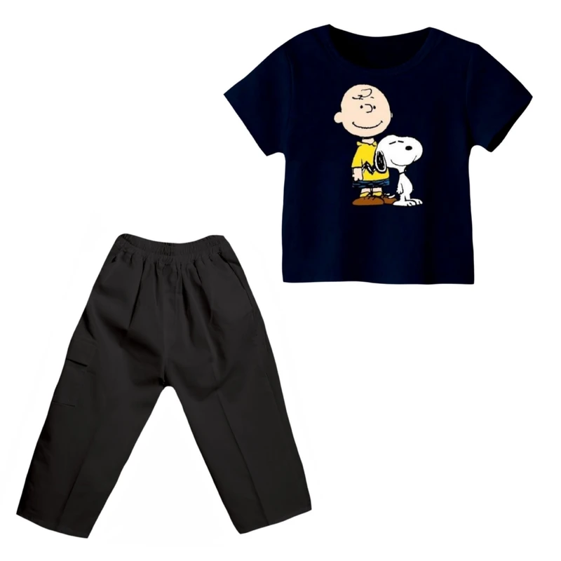 ست تی شرت و شلوارک پسرانه مدل اسنوپی کد 87