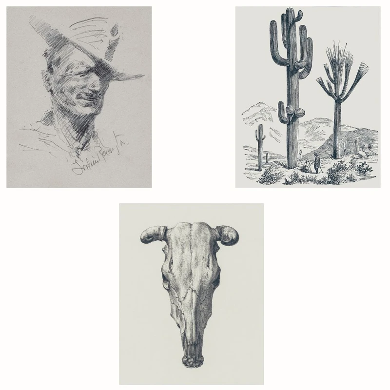 پوستر مدل مستر وینتیج نقاشی کابوی مجموعه 3 عددی