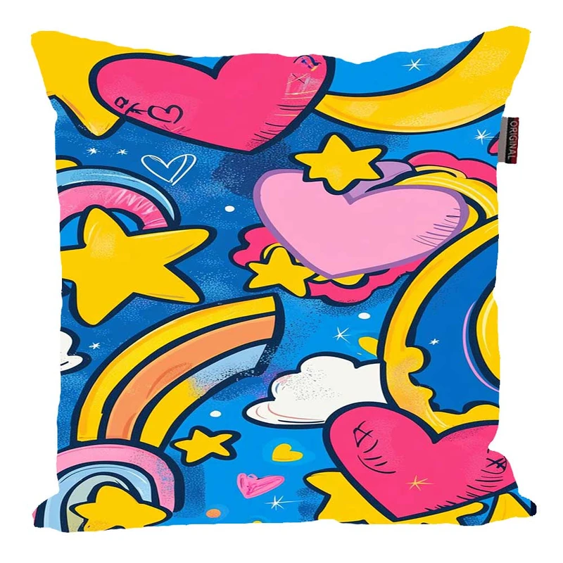 کوسن پاد آفرین مدل فانتزی طرح قلب و ستاره گرافیکی کد p93