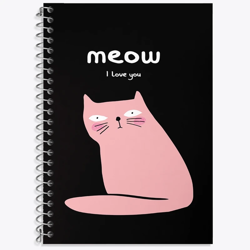 دفتر زبان 50 برگ خندالو مدل سه خط طرح گربه (Cat) کد N1177