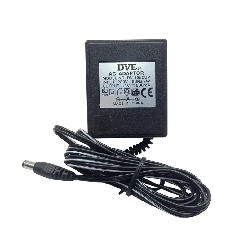 ترانس 230 ولت 0.5 آمپر دی وی ای مدل DV-1250UP مناسب برای مودم‌های ADSL ، روترها، سوئیچ‌های شبکه، تلفن‌های بیسیم