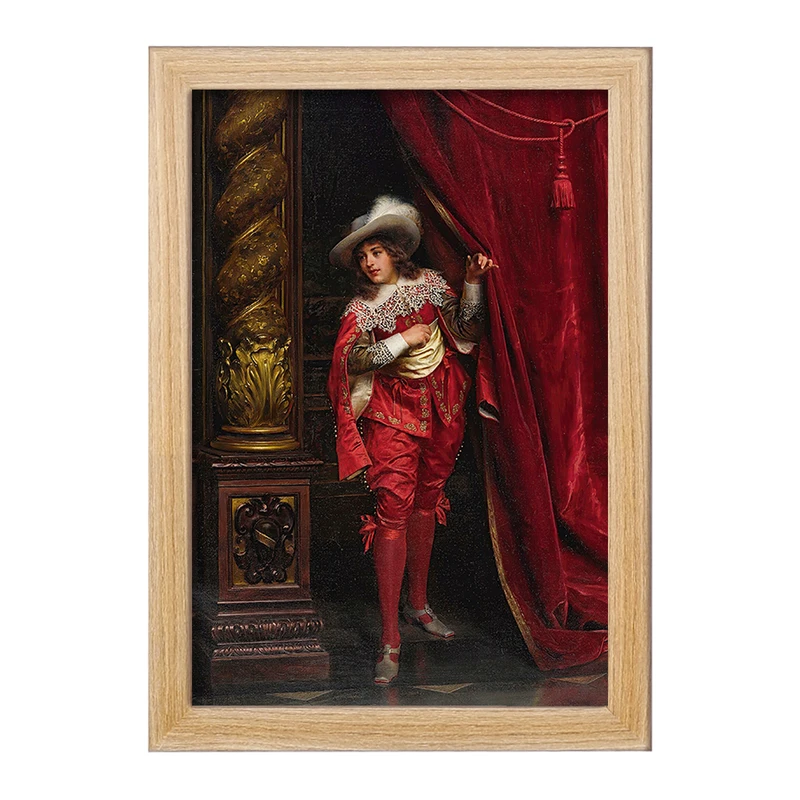 تابلو خندالو مدل نقاشی شوالیه ‌ای با لباس قرمز اثر فردریک سولاکروا کد F12137