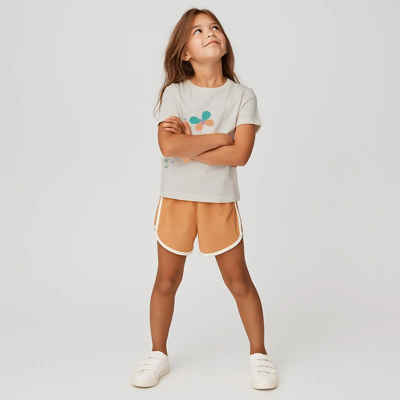 ست تی شرت و شلوارک دخترانه مادر مدل تینا