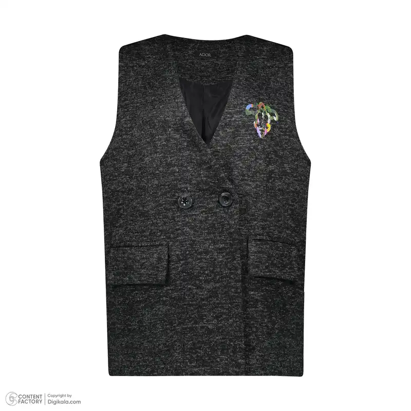 جلیقه بافت زنانه آدور مدل ترنج رنگ ذغالی