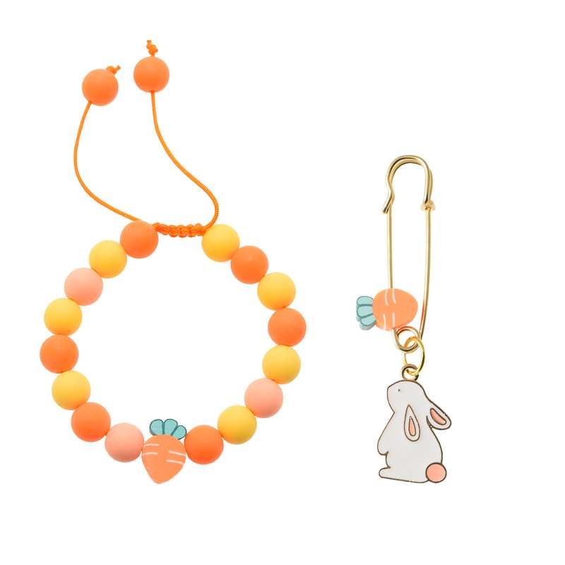 ست دستبند و سنحاق سینه دخترانه دلنار گالری مدل خرگوش و هویج ست دستبند و سنحاق سینه دخترانه دلنار گالری مدل خرگوش و هویج