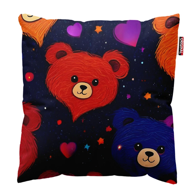 کوسن پاد آفرین طرح کارتونی بچگانه خرسی کد 5247 سایز 30*30 سانتی متر