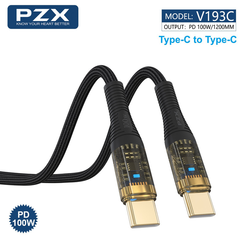 کابل USB-C پی زد ایکس مدل V193C 100W طول 1 متر
