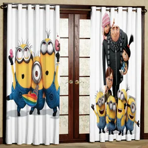 پرده مدل کارتون مینیون هازان پانچی کد 2646a سایز 140x200 سانتی متر