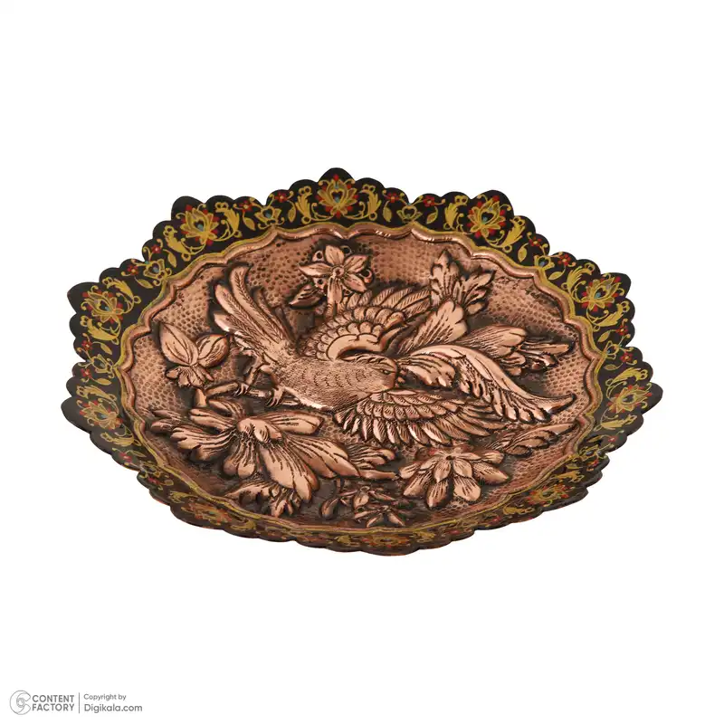 بشقاب دیوارکوب قلمزنی  قهرمانی طرح گل و پرنده کد 920