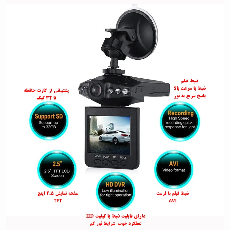 عکس شماره 3 : دوربین ثبت وقایع خودرو مدل 198-1080p