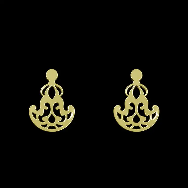 گوشواره طلا 18 عیار زنانه مدوپد مدل اسلیمی کد GA1-15304