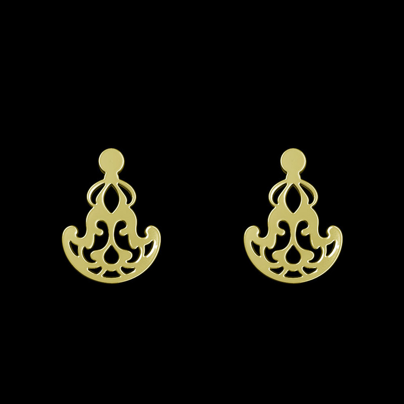 گوشواره طلا 18 عیار زنانه مدوپد مدل اسلیمی کد GA1-15304