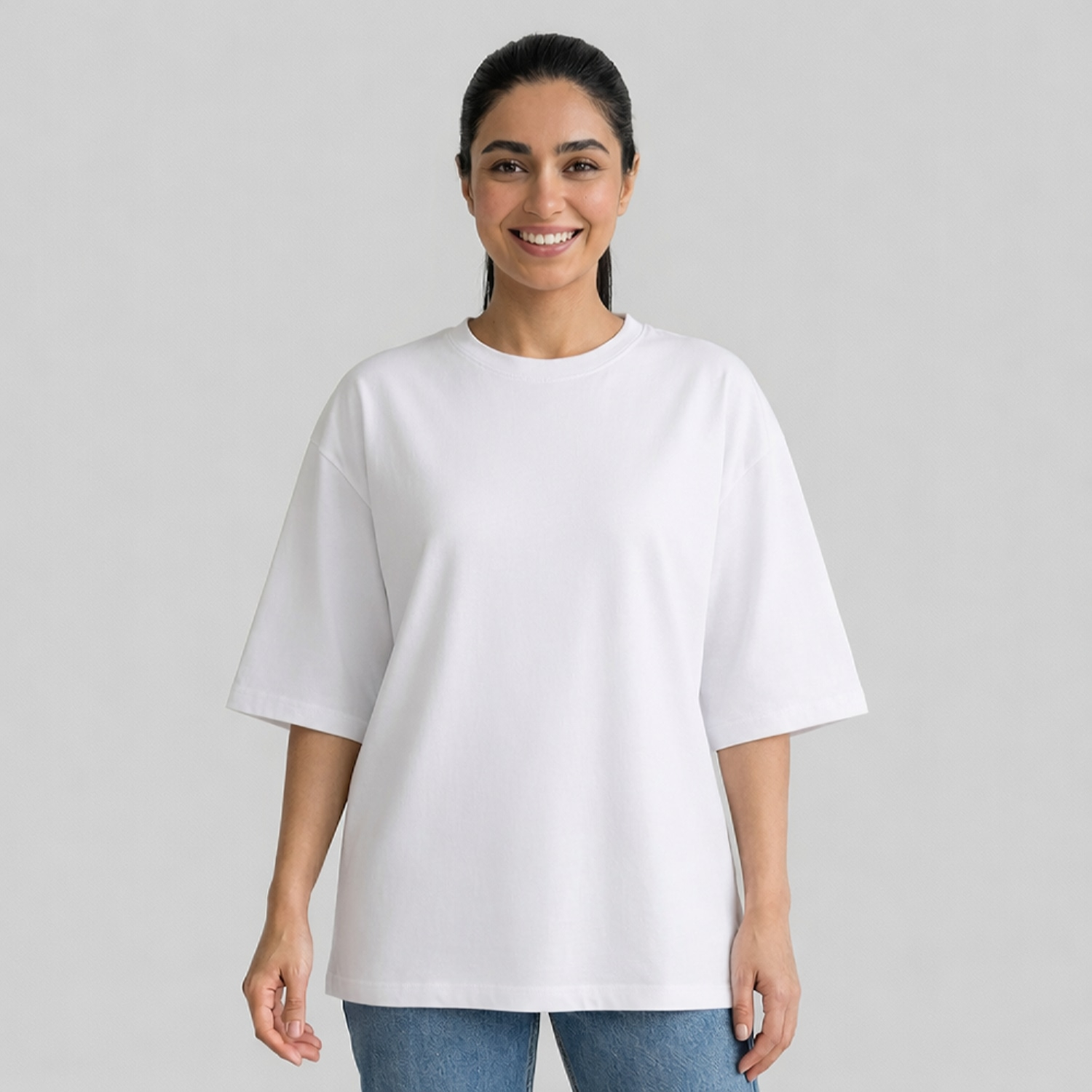 تی شرت آستین سه ربع زنانه مدل باکسی
