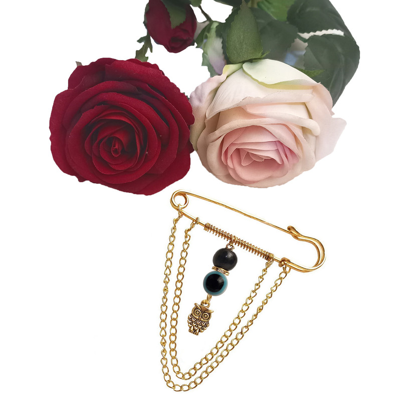 ست گیره روسری و سنجاق سینه زنانه مدل چشم نظر b.g.w