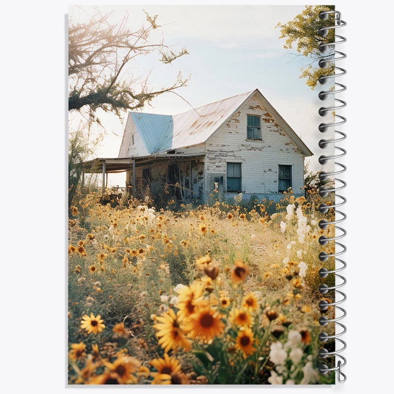 دفتر شطرنجی 50 برگ خندالو مدل منظره و گل آفتابگردان کد F487