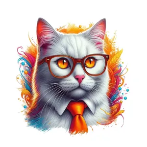 استیکر پارچه و لباس پاد آفرین مدل گربه عینکی بانمک خفن کد 0935