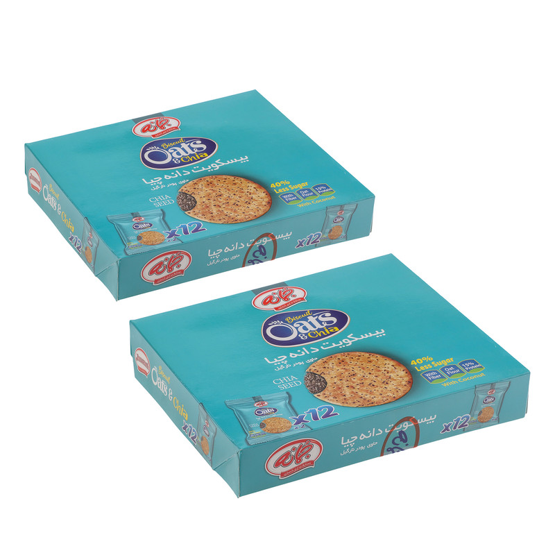 بیسکویت دانه چیا تک نفره جمانه 2 بسته 12 عددی
