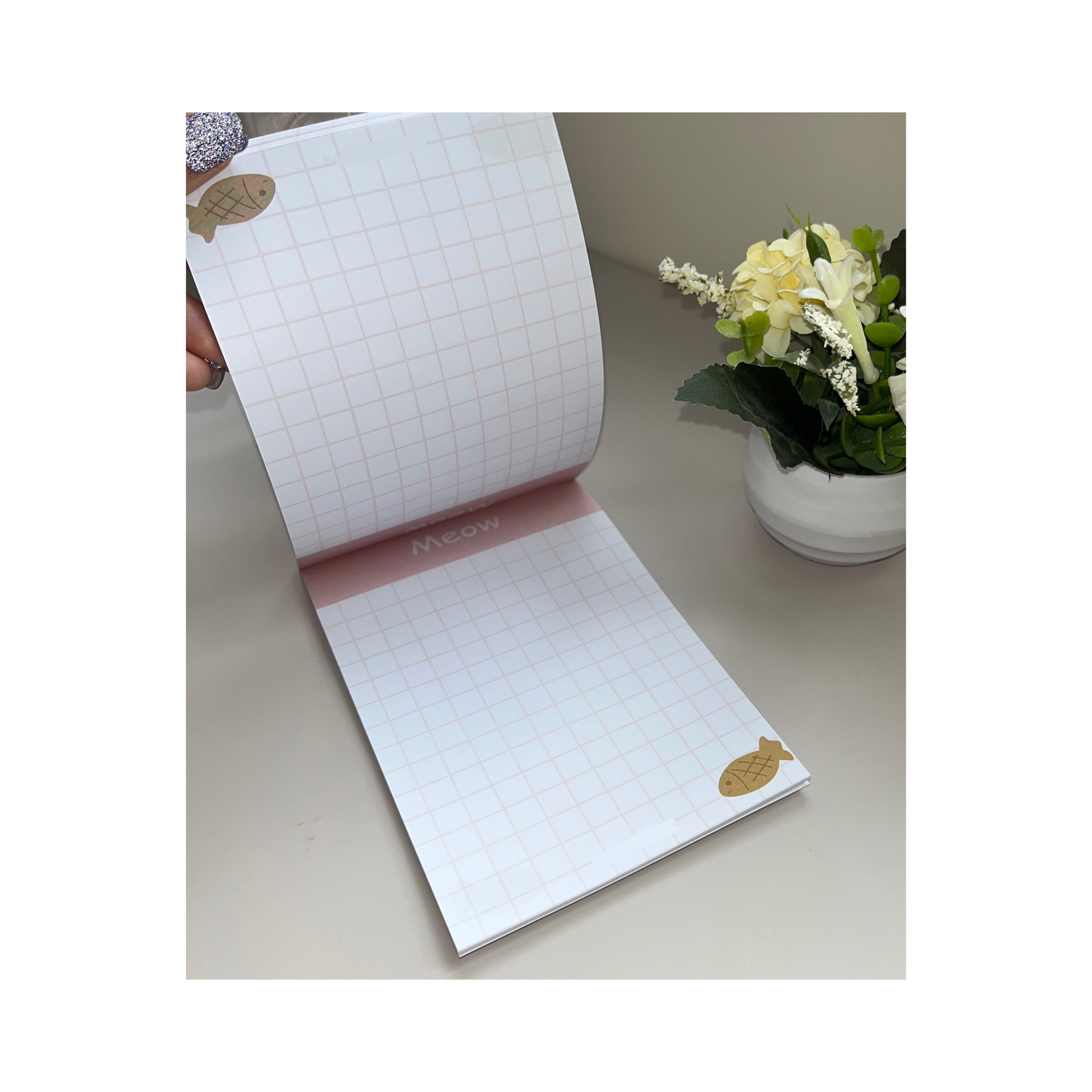 کاغذ یادداشت مدل نوشته و برنامه ریزی طرح گربه و ماهی کد 63 مجموعه 3 عددی