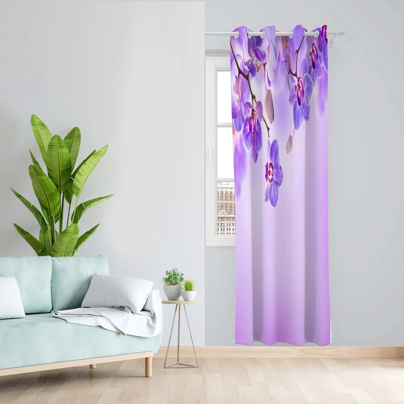 پرده طرح ارکیده مدل مخمل پانچی کد 5249 z سایز 140x200 سانتی متر