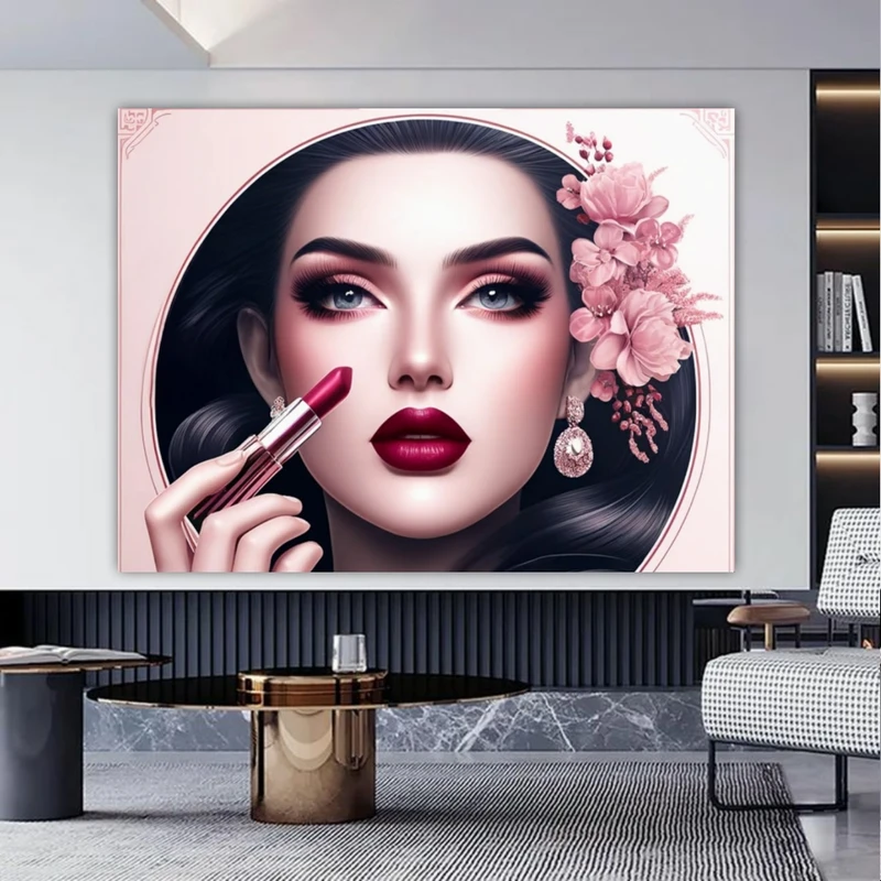 تابلو بوم طرح مخمل آرایش مدل زیبایی کد BK22742