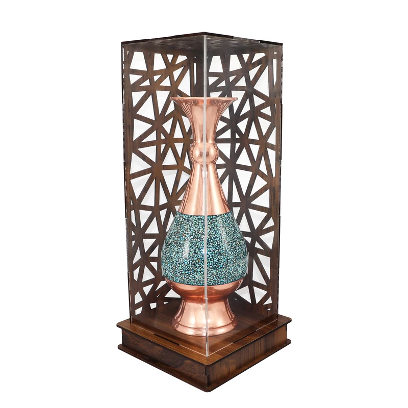 گلدان فیروزه کوبی مسی صنایع دستی فاخر مدل هدیه