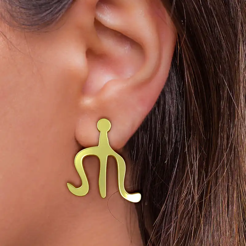 گوشواره طلا 18 عیار زنانه مدوپد مدل هندسی کد GA1-16173