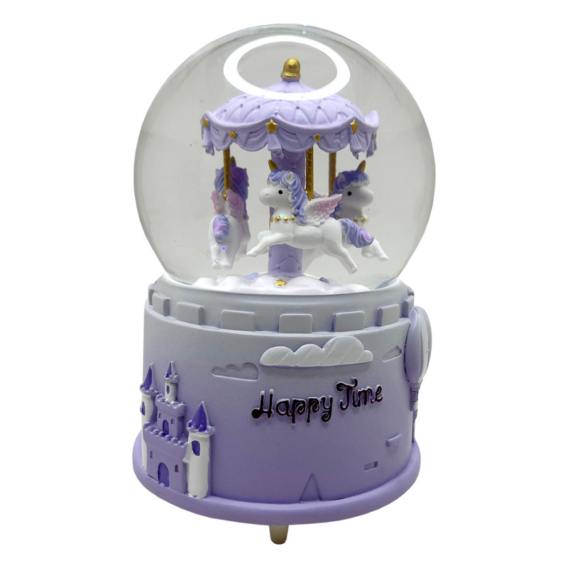 گوی موزیکال مدل پمپی اسب تک شاخ شهربازی طرح Happy Time کد PAB378