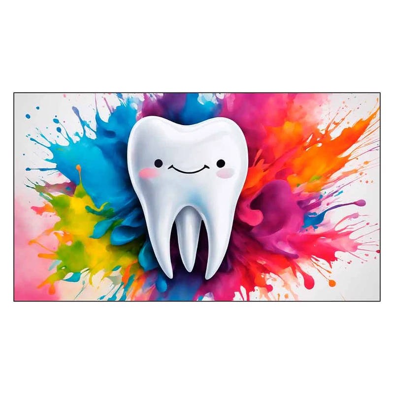 فرش پارچه‌ای مدل فرشینه طرح دندانپزشکی  دندان کارتونی رنگارنگ کد AR3061465