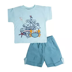 ست تی شرت و شلوارک نوزادی آدمک مدل خرچنگ کد 16010