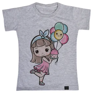 تی شرت آستین کوتاه دخترانه 27 مدل دختر و بادکنک کد V209