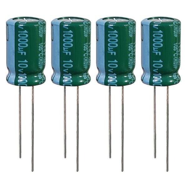 خازن الکترولیت 1000 میکروفاراد 10 ولت تایکُن مدل TEC-100010 بسته 4 عددی