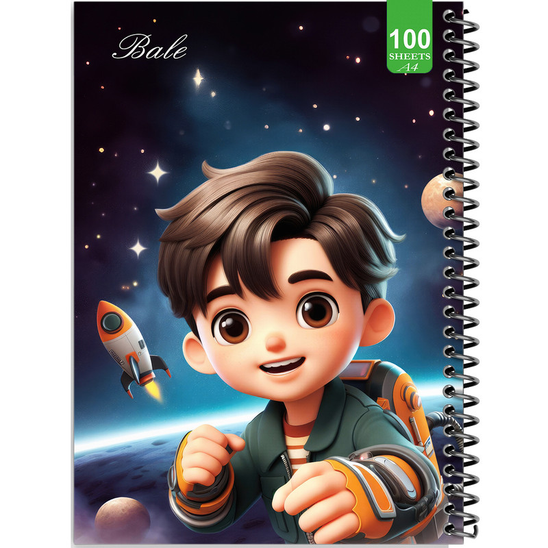 دفتر نقاشی 100 برگ بله طرح فانتزی پسرانه فضانورد کد A4-N427