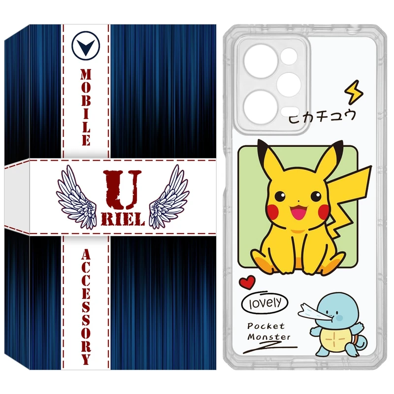 کاور یوریل مدل Clear کد 28 طرح پوکمون مناسب برای گوشی موبایل شیائومی Poco X5 Pro / Redmi Note 12 Pro / Note 12 Pro Plus