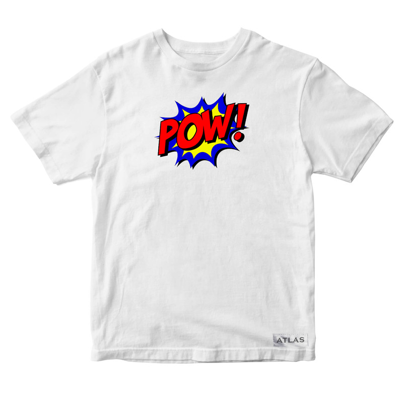 تی شرت آستین کوتاه پسرانه مدل POW کد P022 رنگ سفید