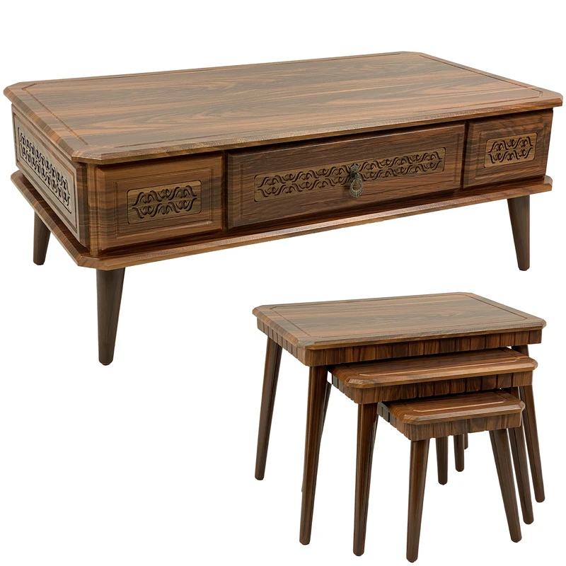 میز پذیرایی مستطیل میز مارکت کد 030 مجموعه ۴ عددی